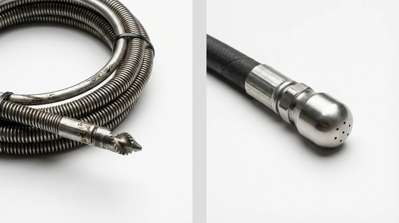 Drain snake cable and hydro jetting nozzle used for drain cleaning in Avon Park, FL